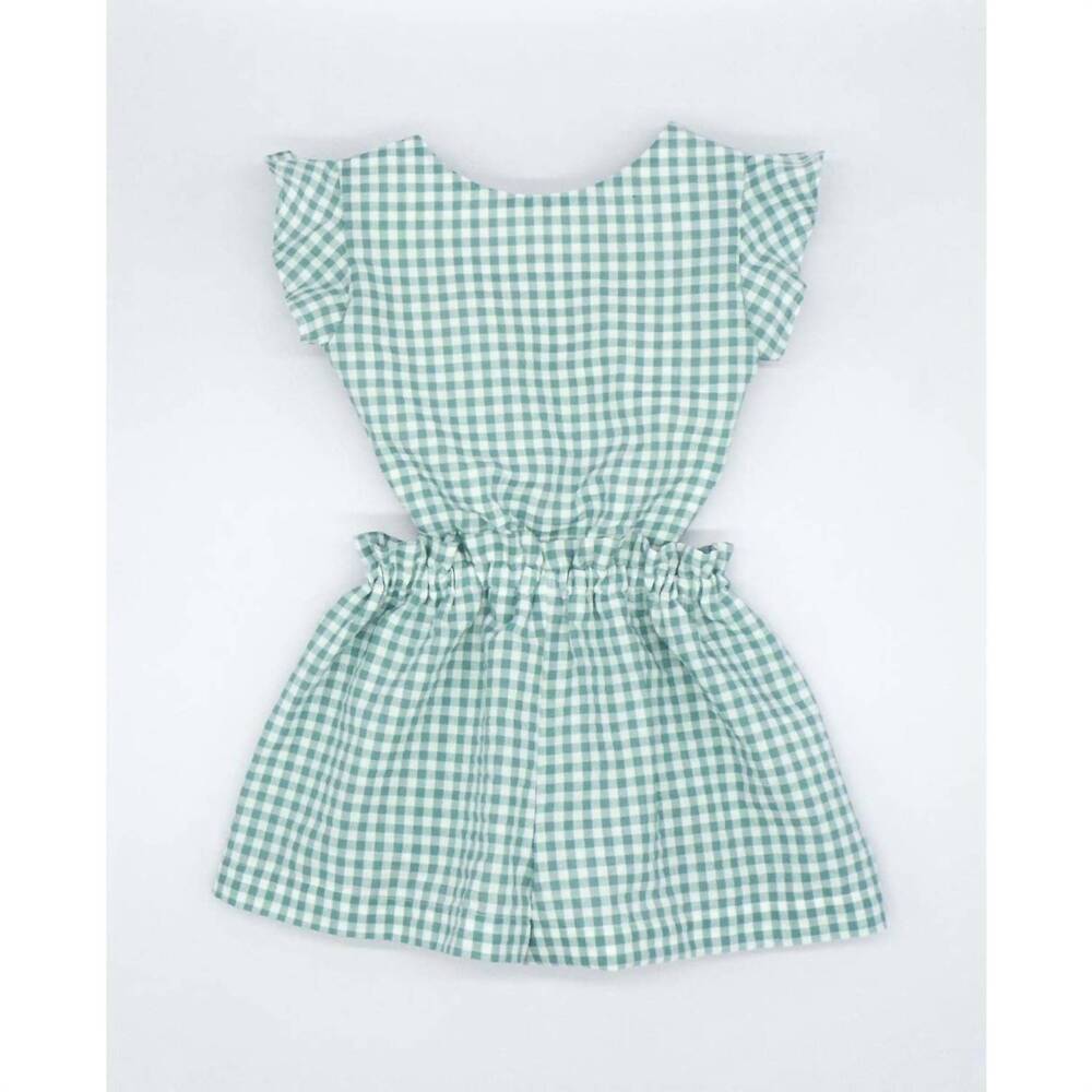 NEW FINA EJERIQUE girl's gingham cutout jumpsuit in green